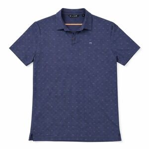 TravisMathew Polo Shirt Mens XL Blue Geometric Print Pima Cotton Performance